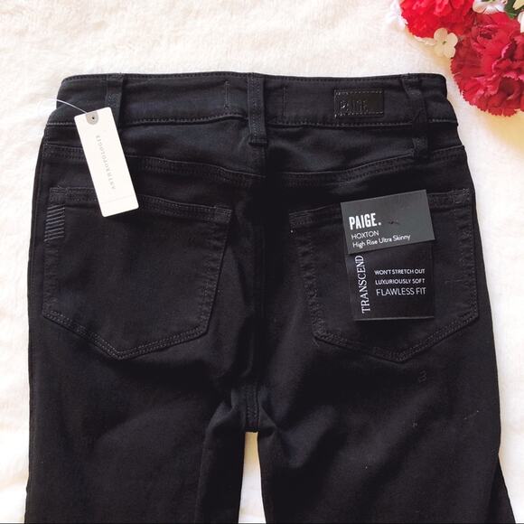 PAIGE x Anthropologie Black High-Rise Hexton Skinny Jeans - Picture 6 of 16